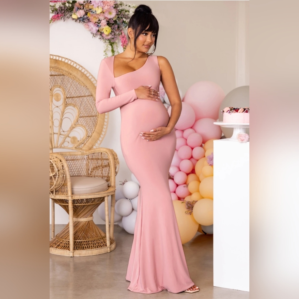 Club L London Blush One Shoulder Gown